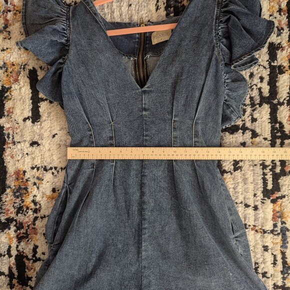 Denim Ruffle Sleeve Jumpsuit - Picture 3 of 9